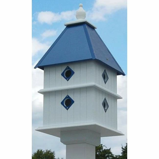 Plantation Bird House With Cobalt Blue Roof 3 Plantation Bird House With Cobalt Blue Roof