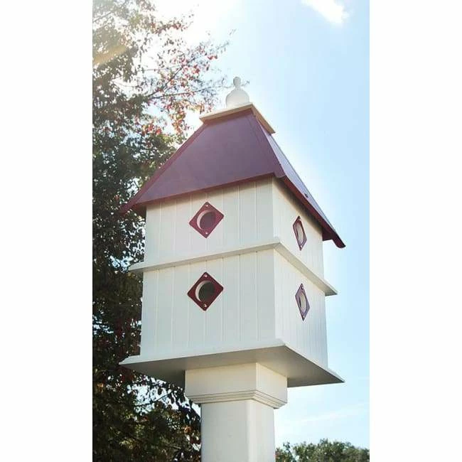 Plantation Bird House With Merlot Red Roof 3 Plantation Bird House With Merlot Red Roof