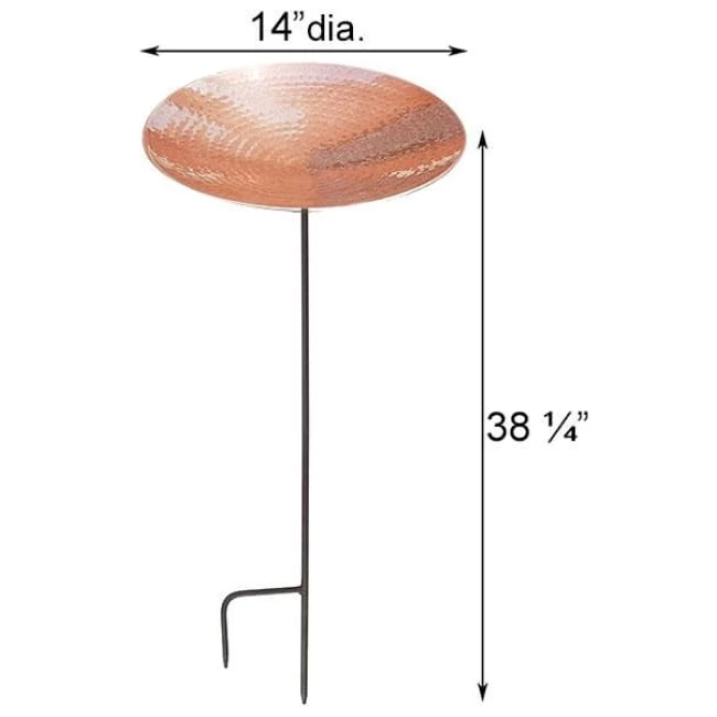 Polished Copper Colored Metal Bird Bath And Stake 4 Polished Copper Colored Metal Bird Bath And Stake - Image 2