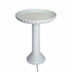 Scalloped Heated Bird Bath And Pedestal
