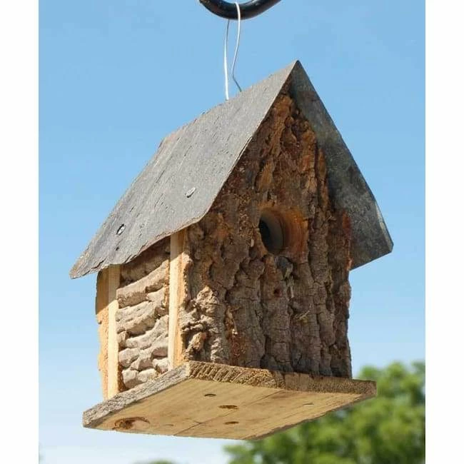 Summer Camp Bark Cabin Bird Houses, Set Of 3 6 Summer Camp Bark Cabin Bird Houses, Set Of 3 - Image 4