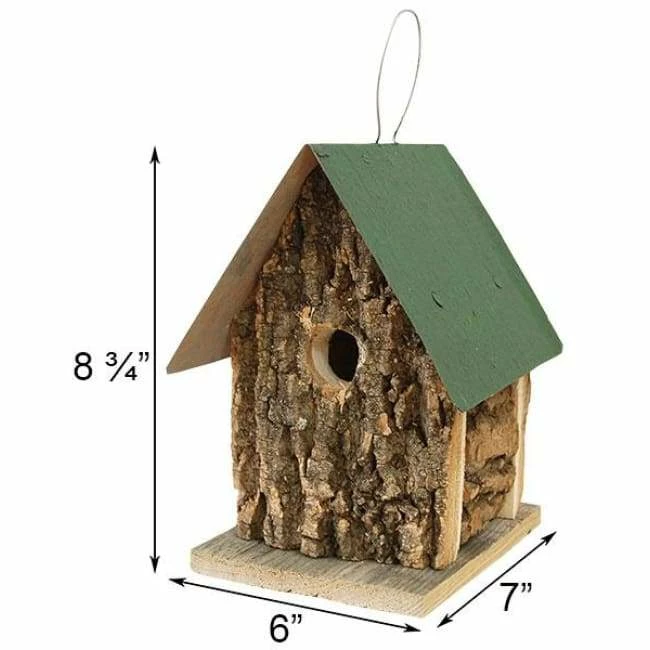 Summer Camp Bark Cabin Bird Houses, Set Of 3 4 Summer Camp Bark Cabin Bird Houses, Set Of 3 - Image 2