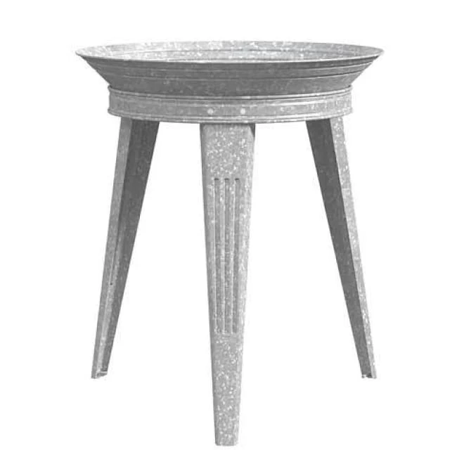 Vintage Galvanized Metal Bird Bath And Stand 5 Vintage Galvanized Metal Bird Bath And Stand - Image 3