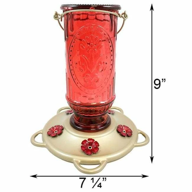 Vintage Bottle Hummingbird Feeder, Red 4 Vintage Bottle Hummingbird Feeder, Red - Image 2